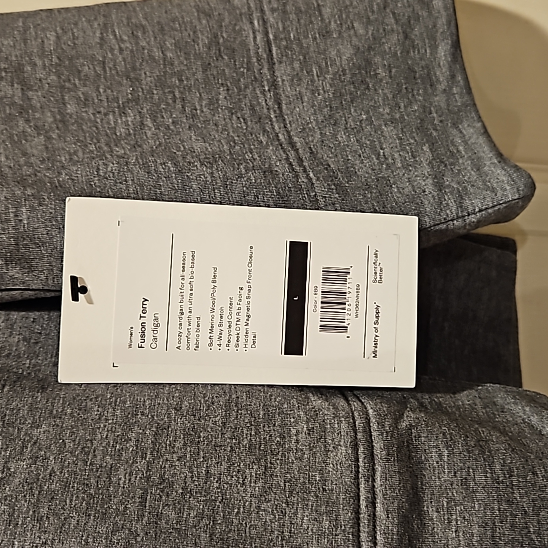 Ministry Of Supply Fusion Terry Wool Heathered Gray, Nwt,L — image 4 of 8